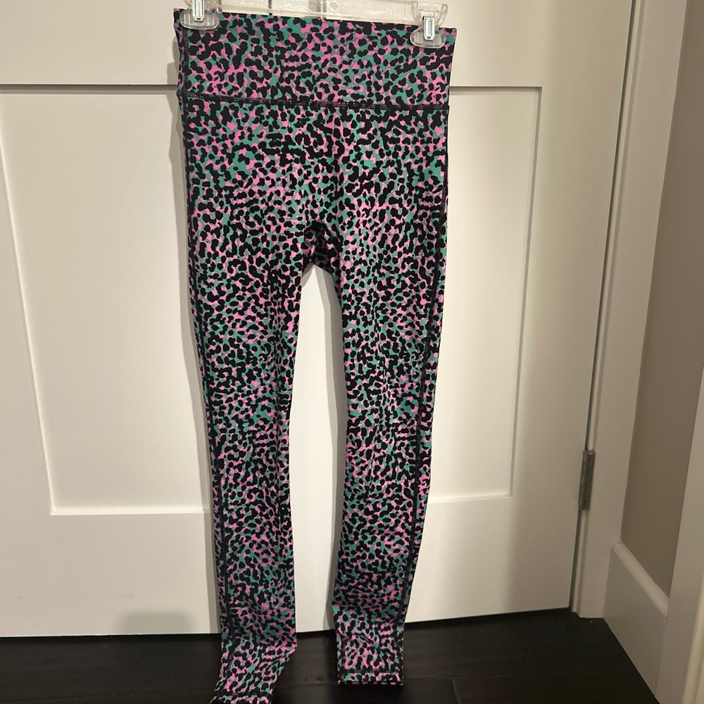Fabletics Pink and Green Leopard Leggings